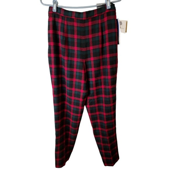 Vintage Pendleton Size 10 Womens Pants Red Green Tartan Plaid Wool New Deadstock - Picture 1 of 7